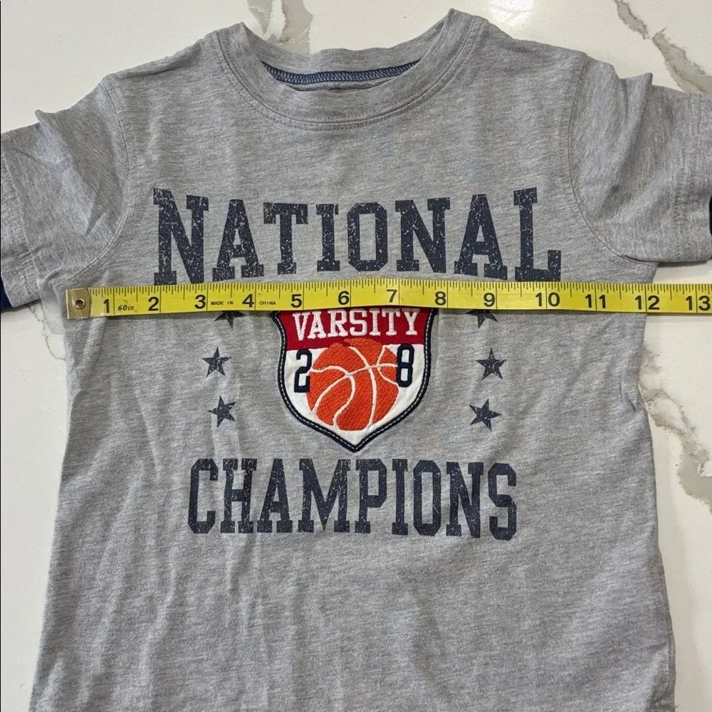 Carter’s | Baby Toddler Boys Grey Navy Long Sleeve Basketball Sports T-Shirt 2T